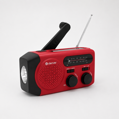 Rød nødradio med håndsving