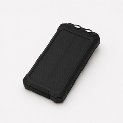 Sort powerbank med solcelle opladning